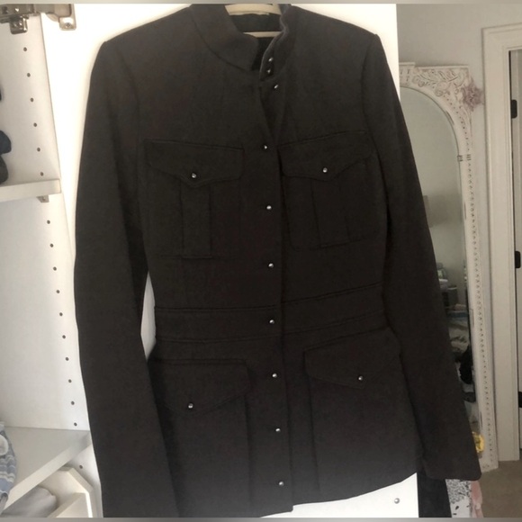 BALENCIAGA Black/Brown Wool Twill Blazer Jacket - Picture 1 of 12